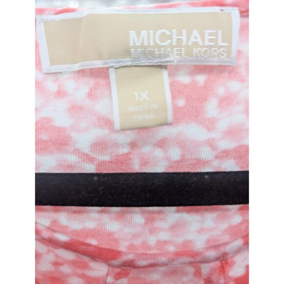 Michael Michael Kors Shirt Womens 1X Pink White Sheer Tunic Blouse Top Print - Picture 5 of 5